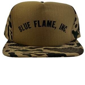 Vintage Blue Flame Inc. Camo Snapback Hat - Made in the USA, Classic Trucker Cap